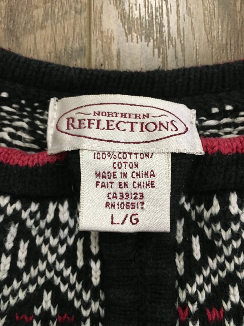 Vintage Northern Reflections Cotton Cardinal Fair Isle Zip Up Sweater - L - Picture 12 of 16